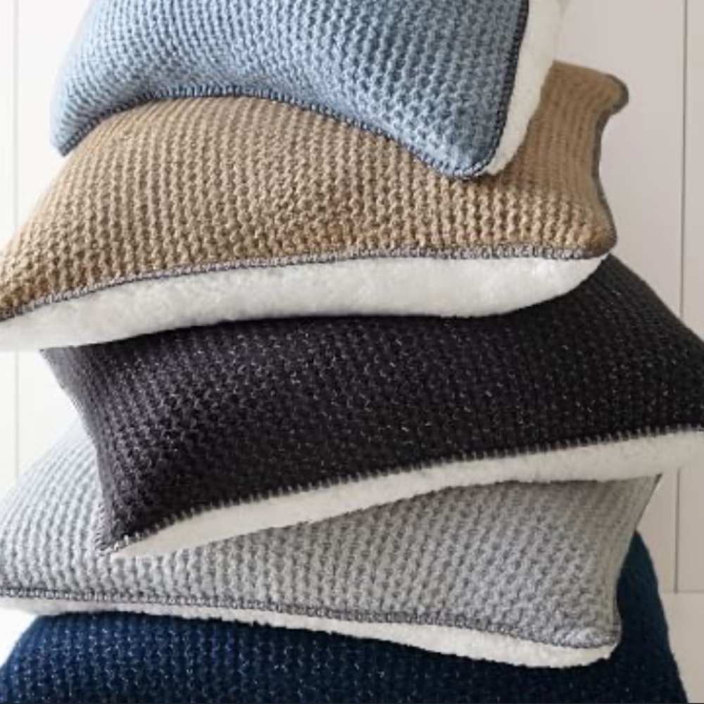 POTTERY BARN Two Thermal Sherpa Back Knot Pillow Cover